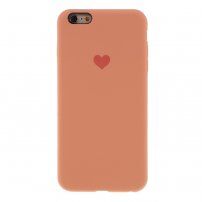 Etui silikonowe z serduszkiem dla iPhone 6 / 6S - pomarańczowe