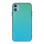 Etui ze szklaną częścią tylną dla iPhone 11 - zielono-błękitny
