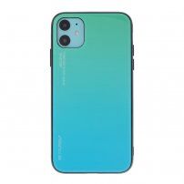 Etui ze szklaną częścią tylną dla iPhone 11 - zielono-błękitny