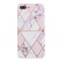 Etui z miękkiego plastiku marmurowa mozaika dla iPhone 7 Plus / 8 Plus - różowo-biały