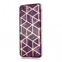 Etui ze wzorem marmurowym i kratką metalową dla iPhone 7 Plus / 8 Plus - purpurowe