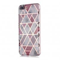 Etui ze wzorem marmurowym i kratką metalową dla iPhone 7 Plus / 8 Plus - różowo-biały