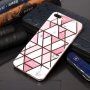 Etui ze wzorem marmurowym i kratką metalową dla iPhone 7 Plus / 8 Plus - różowo-biały