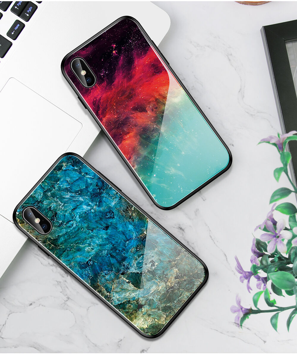Etui ze szklaną częścią tylną dla iPhone X / XS - kolorowa mgła