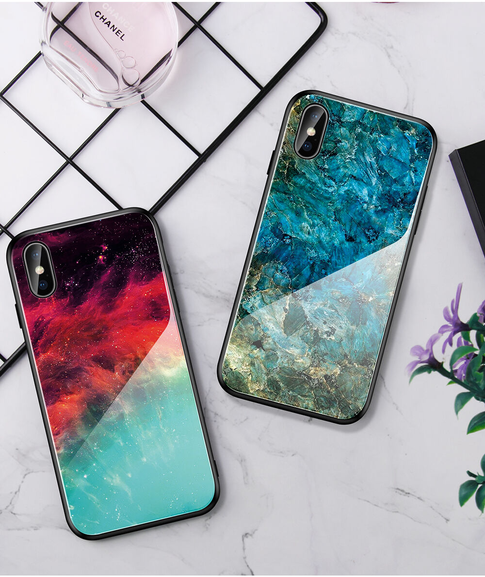 Etui ze szklaną częścią tylną dla iPhone X / XS - kolorowa mgła