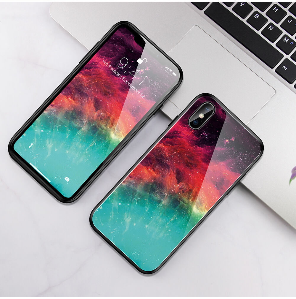 Etui ze szklaną częścią tylną dla iPhone X / XS - kolorowa mgła