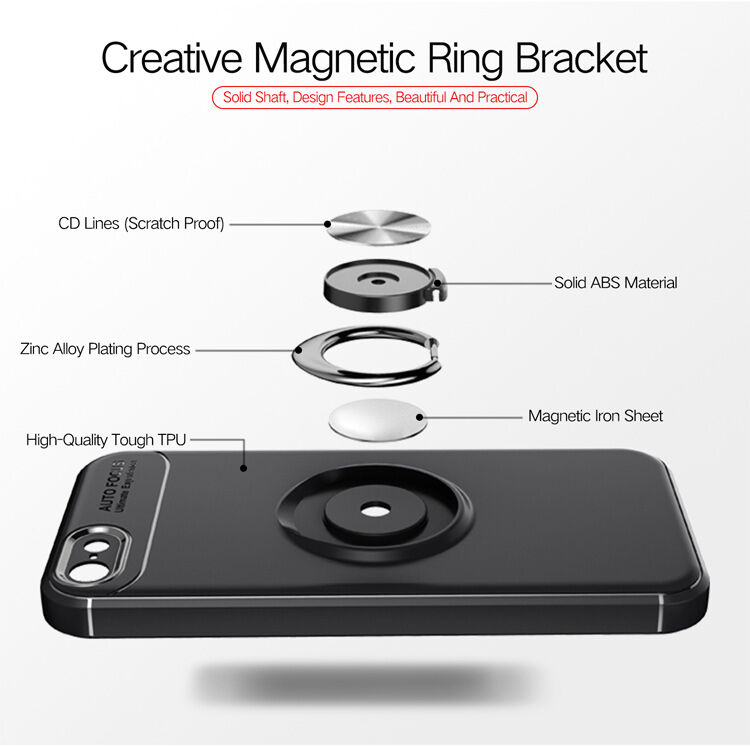 Etui z metalową podstawką pasującą do uchwytów magnetycznych na iPhone 5 / 5S / SE (2016) - czerwony