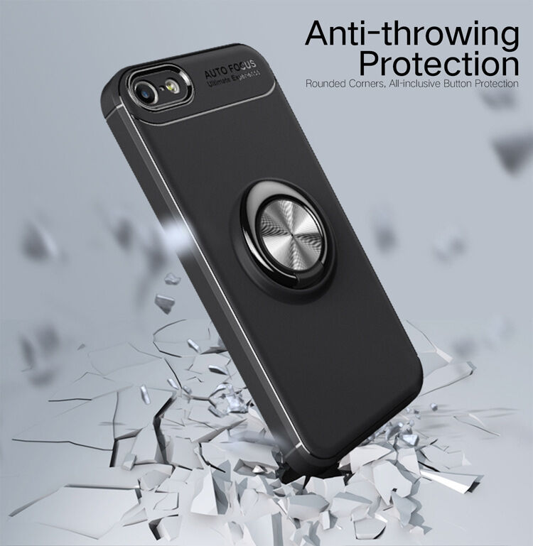 Etui z metalową podstawką pasującą do uchwytów magnetycznych na iPhone 5 / 5S / SE (2016) - czerwony Etui z metalową podstawką pasującą do uchwytów magnetycznych na iPhone 5 / 5S / SE (2016) - czerwony