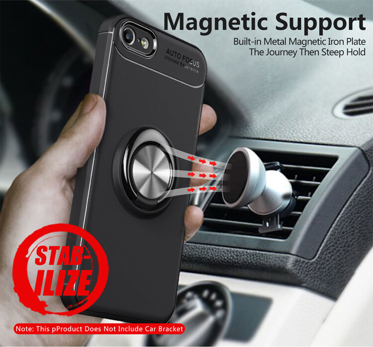 Etui z metalową podstawką pasującą do uchwytów magnetycznych na iPhone 5 / 5S / SE (2016) - czarno-niebieskie