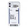 Etui z miękkiego plastiku ze wzorem biletu dla iPhone 12 mini - Dubaj