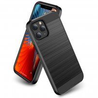 Odporne etui dla iPhone 12 Pro Max - tekstura szlifowana - czarny