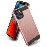 Odporne etui dla iPhone 12 Pro Max - tekstura szlifowana - różowo-złoty