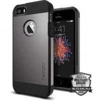 Spigen Armor trwałe cienkie etui dla Apple iPhone SE (2016) / 5S - metalowo-łupkowe