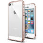Spigen ultracienkie trwałe etui Apple iPhone SE (2016) / 5S / 5 - przezroczyste z różową ramką