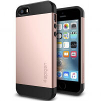 Spigen cienkie ochronne Armor etui dla Apple iPhone SE (2016) / 5S / 5 - różowo-czarne