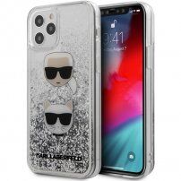 Karl Lagerfeld Liquid Glitter 2 Heads etui dla iPhone 12 / 12 Pro - srebrny