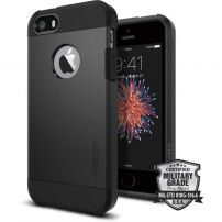 Spigen Armor trwałe cienkie etui dla Apple iPhone SE (2016) / 5S - czarne