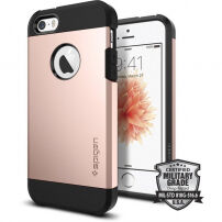 Spigen Armor trwałe cienkie etui dla Apple iPhone SE (2016) / 5S - różowe