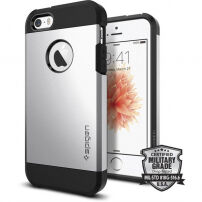 Spigen Armor trwałe cienkie etui dla Apple iPhone SE (2016) / 5S - srebrne