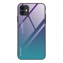 Etui ze szklaną częścią tylną dla iPhone 12 / 12 Pro - fioletowo-błękitny