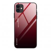 Etui ze szklaną częścią tylną dla iPhone 12 Pro Max - czerwony