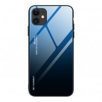 Etui ze szklaną częścią tylną dla iPhone 12 Pro Max - niebiesko-czarny