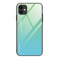 Etui ze szklaną częścią tylną dla iPhone 12 Pro Max - zielono-błękitny