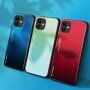 Etui ze szklaną częścią tylną dla iPhone 12 mini - niebiesko-czarny