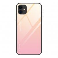 Etui ze szklaną częścią tylną dla iPhone 12 mini - różowo-złoty