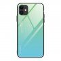 Etui ze szklaną częścią tylną dla iPhone 12 mini - zielono-błękitny
