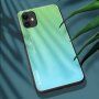 Etui ze szklaną częścią tylną dla iPhone 12 mini - zielono-błękitny