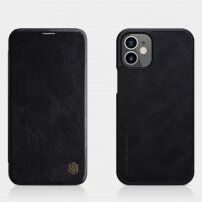 Nillkin Qin pokrowiec portfelowy ze skóry PU dla iPhone 12 mini - czarne
