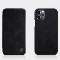 Nillkin Qin pokrowiec portfelowy ze skóry PU dla iPhone 12 / 12 Pro - czarne