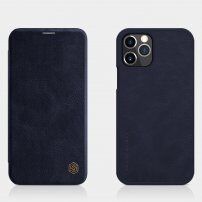 Nillkin Qin pokrowiec portfelowy ze skóry PU dla iPhone 12 / 12 Pro - ciemnoniebieski