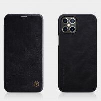 Nillkin Qin pokrowiec portfelowy ze skóry PU dla iPhone 12 Pro Max - czarne