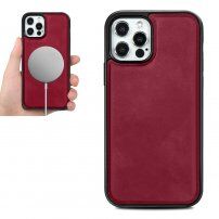 Etui ze skóry PU kompatybilne z ładowaniem bezprzewodowym do iPhone 12 mini - czerwony