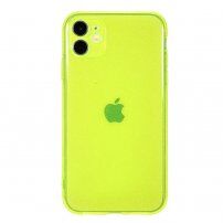 Etui miękkie przezroczyste z cekinami do iPhone 11 - neonowe żółto-zielone