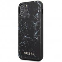 Guess Marble etui ze wzorem marmuru do iPhone 12 / 12 Pro - czarny