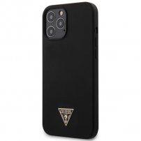 Guess Silicone Metal Triangle etui do iPhone 12 Pro Max - czarny