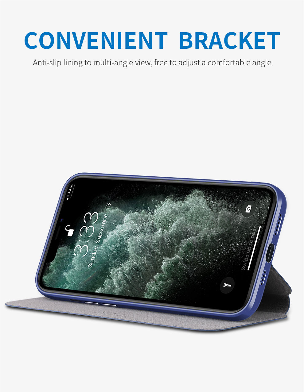 X-Level pokrowiec skórzany flip ze stojakiem do iPhone 12 mini - niebieskie