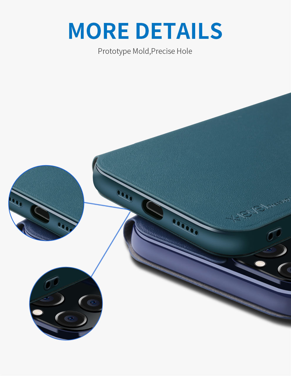X-Level pokrowiec skórzany flip ze stojakiem do iPhone 12 / 12 Pro - niebieskie