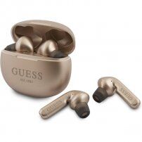 Guess True Wireless słuchawki bezprzewodowe z pokrowcem ładującym dla urządzeń Apple - złota