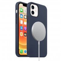 Etui silikonowe ze wsparciem ładowania Magsafe do iPhone 12 mini - ciemnoniebieskie