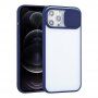 Półprzezroczyste etui z przesuwaną osłoną obiektywu aparatu do iPhone 12 Pro - niebieskie