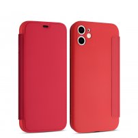 Pokrowiec flip silikonowy z kieszenią na karty do iPhone 11 - czerwony