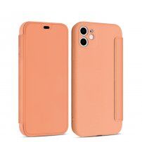 Pokrowiec flip silikonowy z kieszenią na karty do iPhone 11 Pro Max - pomarańczowe