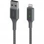 BELKIN Boost Charge LED kabel pleciony do transmisji danych i ładowania USB-A 2.0 / Lightning dla iPhone / iPad / iPod / AirPods - 1,2 m - srebrny