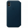 Oryginalny futerał skórzany Folio dla Apple iPhone XS / iPhone X - kosmicznie niebieski