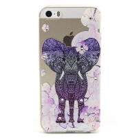 Etui z reliefem diamentowym do Apple iPhone 5 / 5S / SE (2016) - słoń i kwiaty