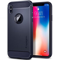 Spigen Rugged stylowe ochronne Armor etui dla Apple iPhone XS / iPhone X - północno-niebieskie